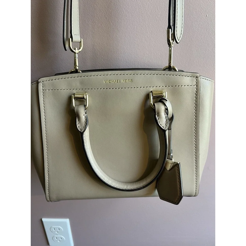 Michael Kors Benning Medium Leather Satchel Tan‎